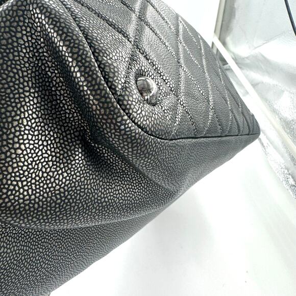 Chanel Metallic Silver Gray Grey Quilted Caviar Timeless Tote SHW Series 14 - Picture 6 of 16
